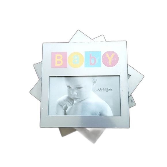 Baby Spell Out Photo Frames Pastel Basic Shapes Blocks Circles Triplets Lot of 3 - Picture 2 of 6